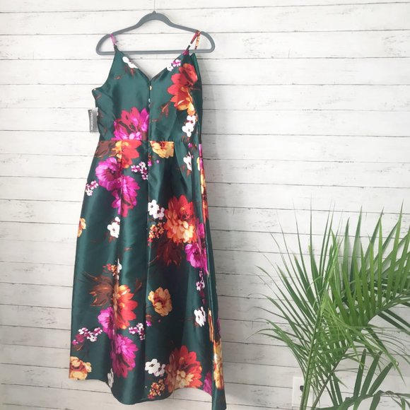 Alexa B Green Floral Dress Occasion Dress - 14 NWT - Picture 2 of 4